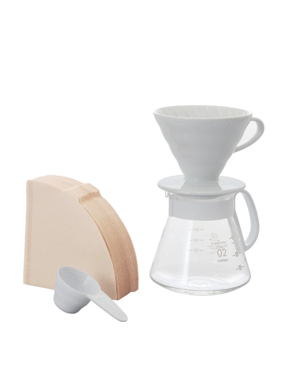 HARIO V60-02 Ceramic Dripper Set | White