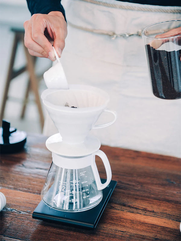 HARIO V60-02 Ceramic Dripper Set | White