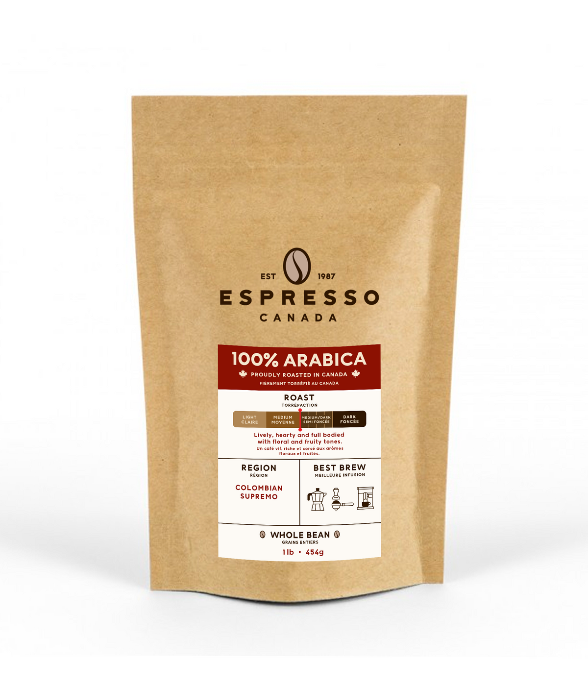 100% Arabica Coffee Beans by Espresso Canada Coffee Bag