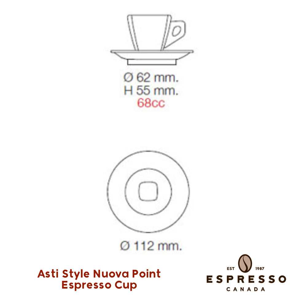 Nuova Point Espresso Cup Asti Style Dimensions
