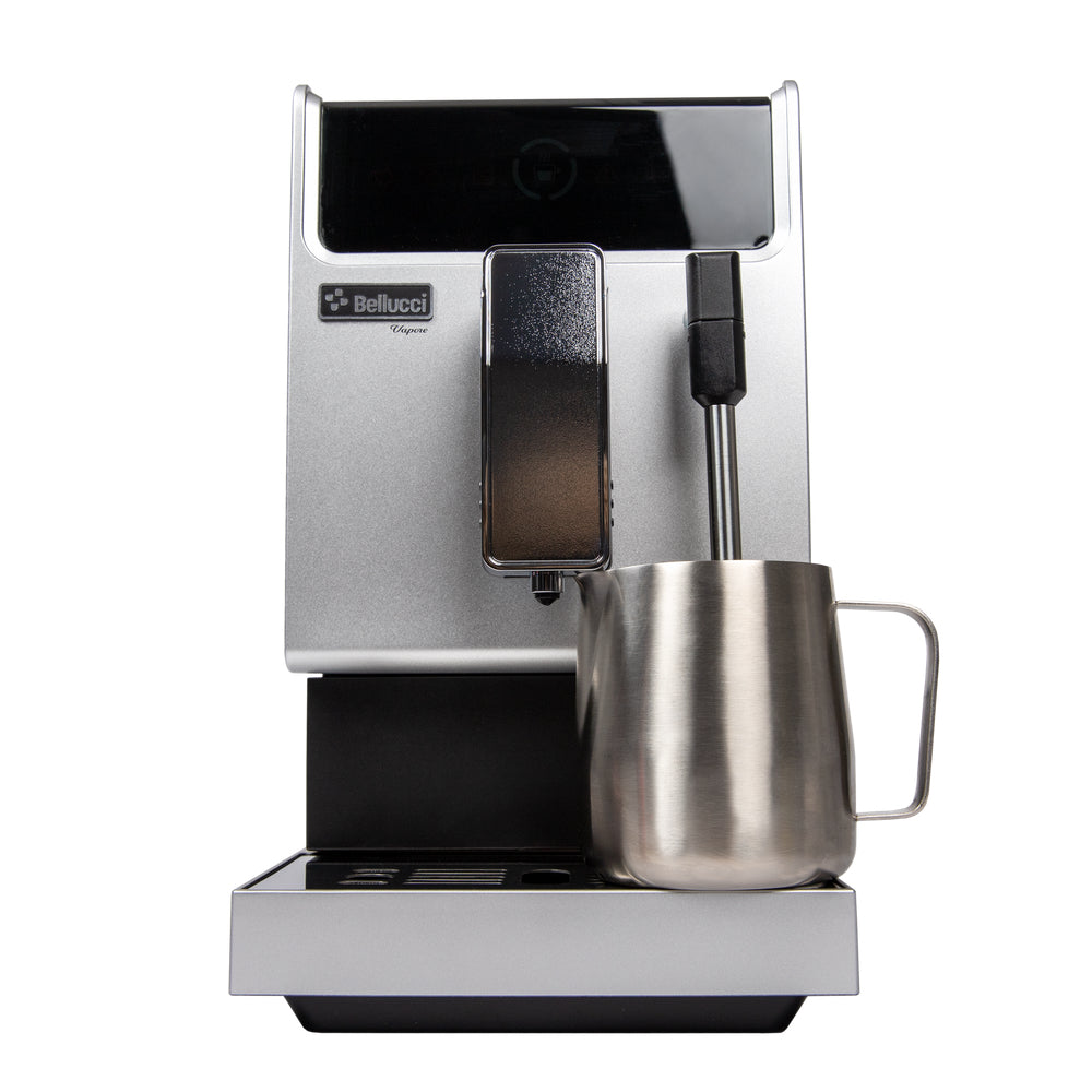 Bellucci Slim Vapore Superautomatic Coffee Machine with frothing pitcher