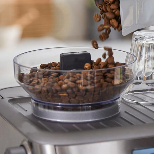 Breville Barista Pro BES879 Black Truffle Espresso Canada Closeup Beanhopper