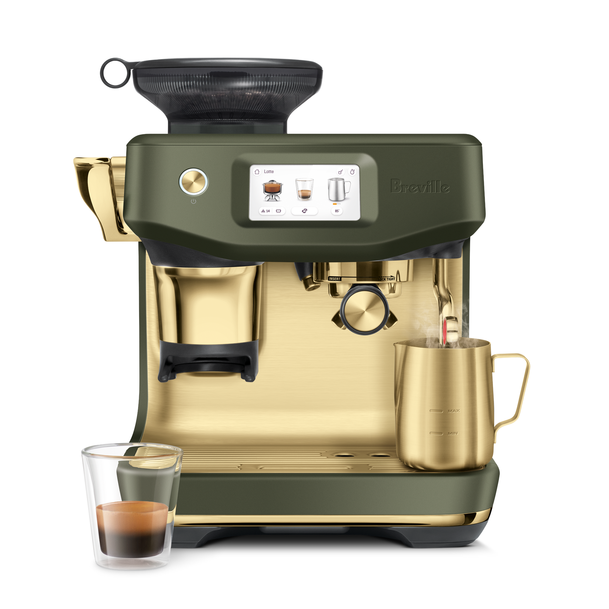 Breville BES881OLB Barista Touch Impress Coffee Machine with Brass Accent