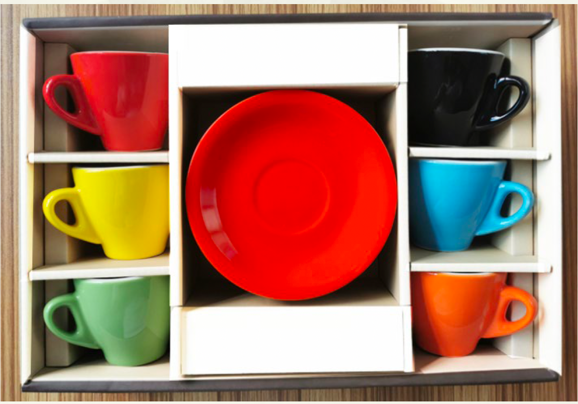 Boxed Set of Multi-coloured espresso cups 90 ml