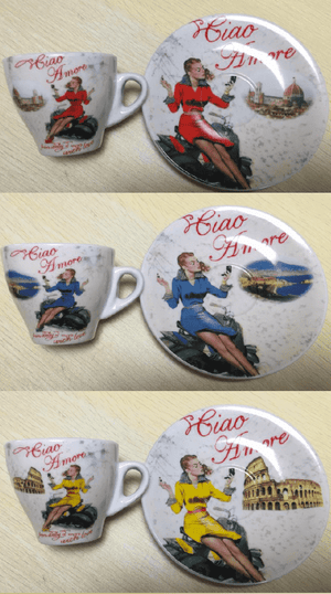 Espresso Cups⎮Porcelain 90 ml⎮Ciao Amore Motif - Espresso Canada