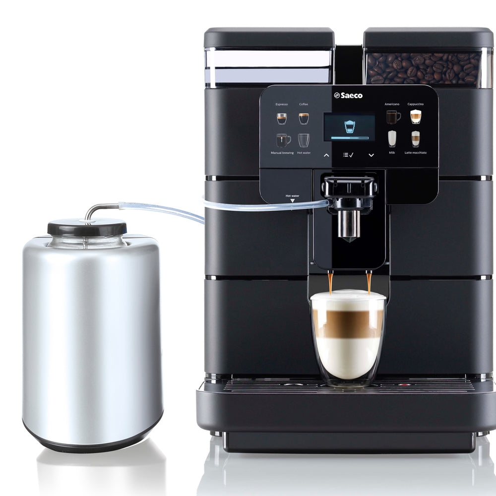 Waeco Milk Fridge paired with Saeco Royal OTC Superautomatic Coffee Machine