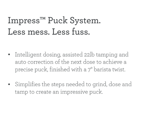 Breville BES881 Barista Touch Impress Automatic Espresso Machine Puck System Info