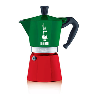 Bialetti Moka Express Italia 3 Cup Tricolore stovetop moka pot with Italian flag colors