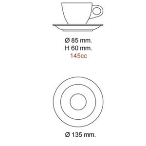 Nuovo Point Amalfi Cappuccino Cup Dimensions