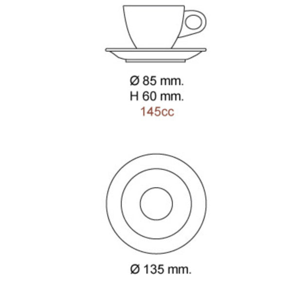 Nuovo Point Amalfi Cappuccino Cup Dimensions