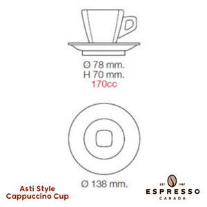 Cappuccino Cup⎮Made In Italy⎮Black Nuova Point Asti Style - Espresso Canada