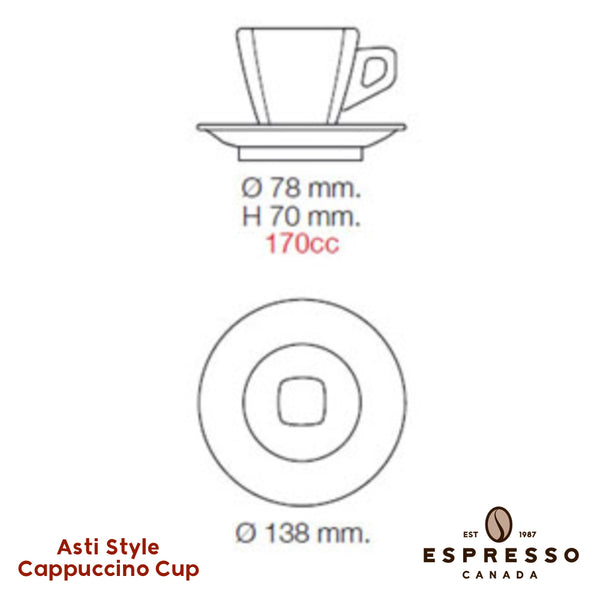 Cappuccino Cup⎮Made In Italy⎮White Nuova Point Asti Style - Espresso Canada