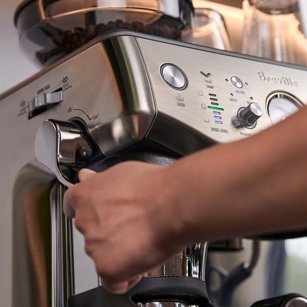 Breville Barista Express Impress Brushed Stainless Steel BES876 Tamping Handle CloseUp