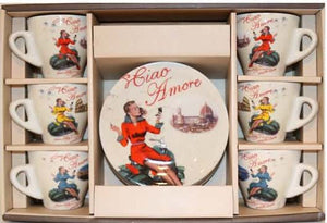Espresso Cups⎮Porcelain 90 ml⎮Ciao Amore and Italian Vespa