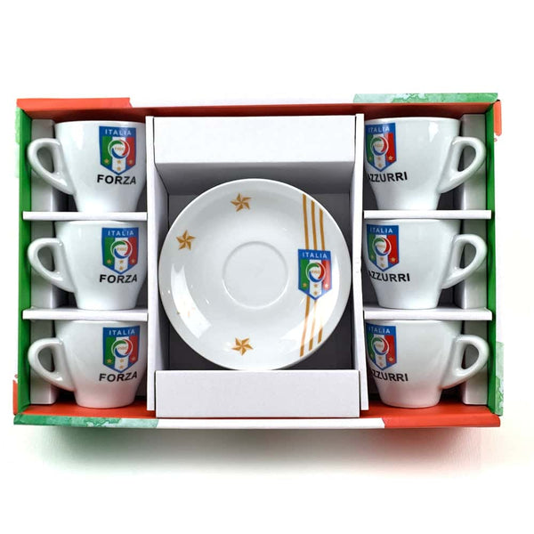 Italian National Soccer Forza Italia Azzurri Espresso Cup in Box Set of 6