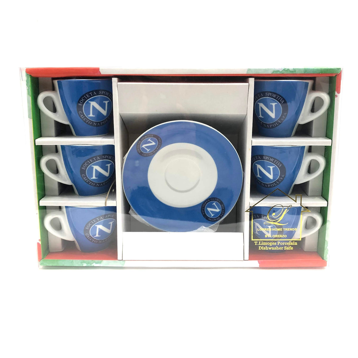 Serie A Italian Soccer Napoli Espresso Cup Box Set of 6 cups