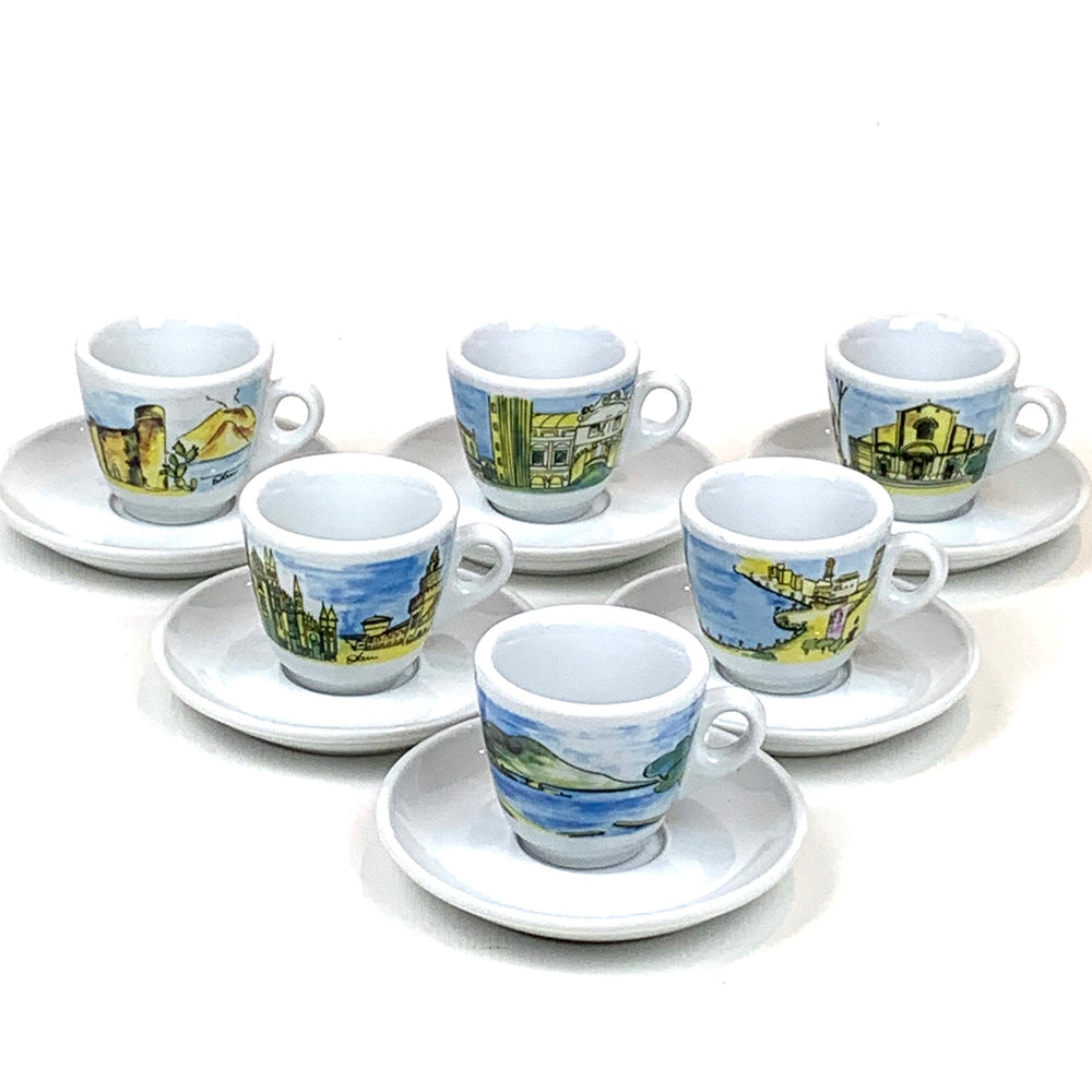 Nuova Point Made in Italy Espresso Cups with scenes from famous Italian cities available from Espresso Canada