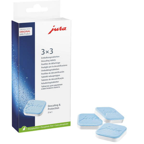 JURA Cleaning Tablets  showing tablets 3 pack  Item 61848 available from Espresso Canada