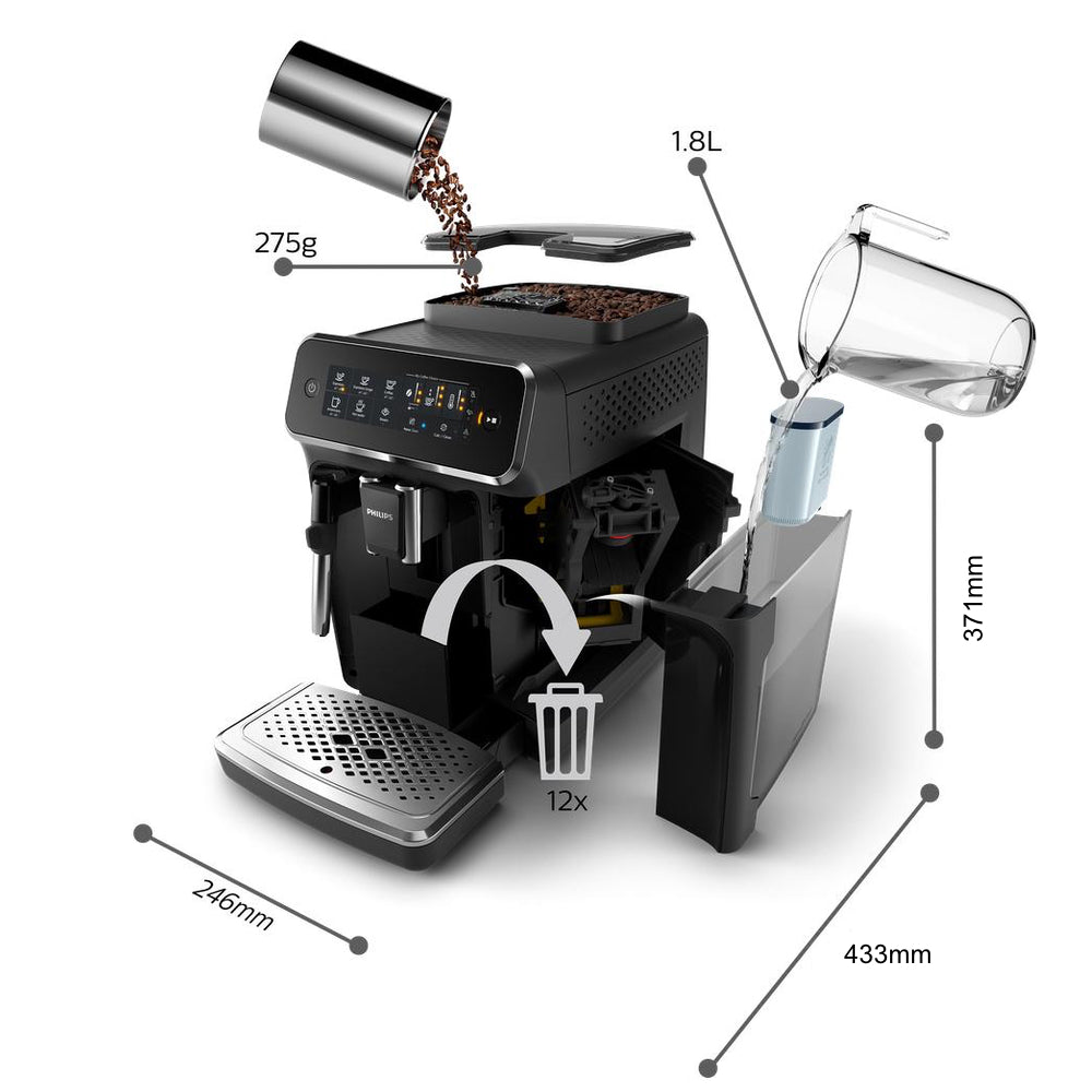 Philips 3200 Series Fully Automatic Espresso Machine w/Milk Frother, Black,  EP3221/44 with Philips Saeco AquaClean Filter Single Unit, CA6903/10