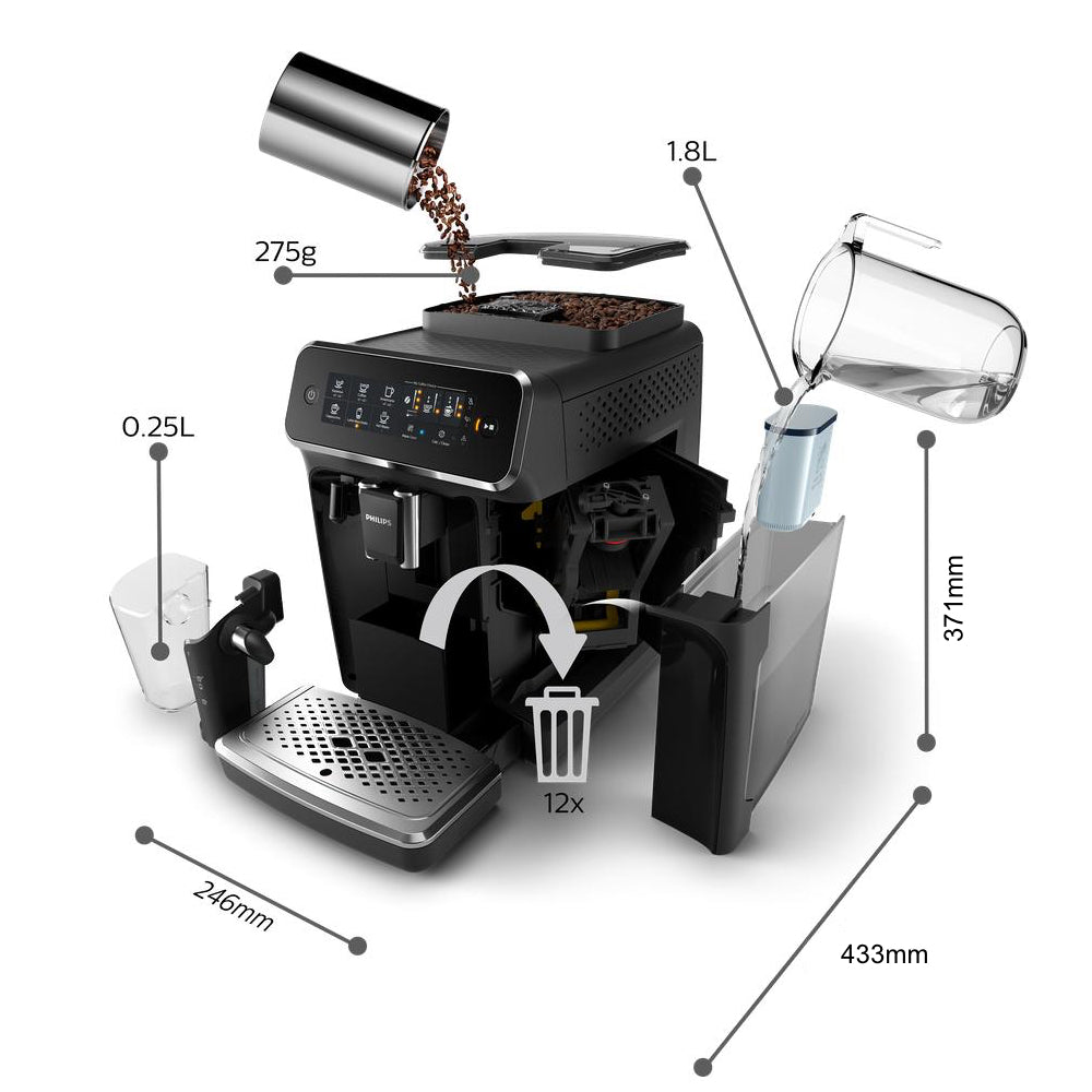 Philips Saeco 3200 Series Superautomatic Espresso Machine Latte Go EP3241/54